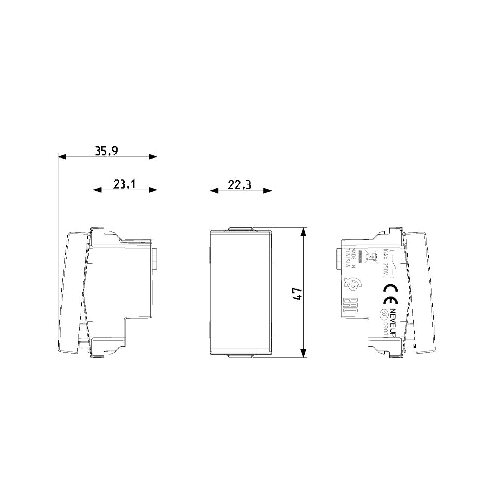 Interruptor 1P 16AX carbon matt