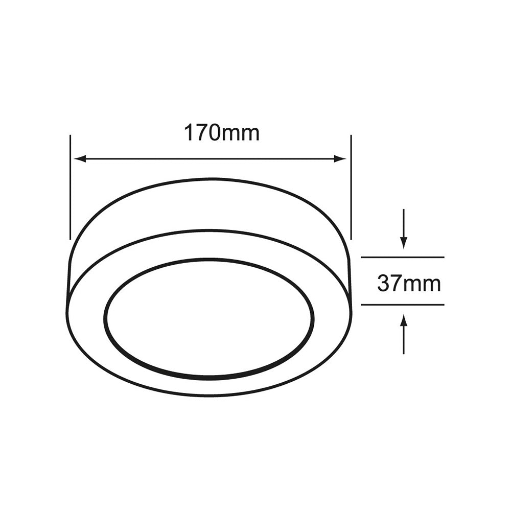 Lámpara Plafón LED Techo 12 W, Luz de Día, Interiores, No atenuable, LED integrado