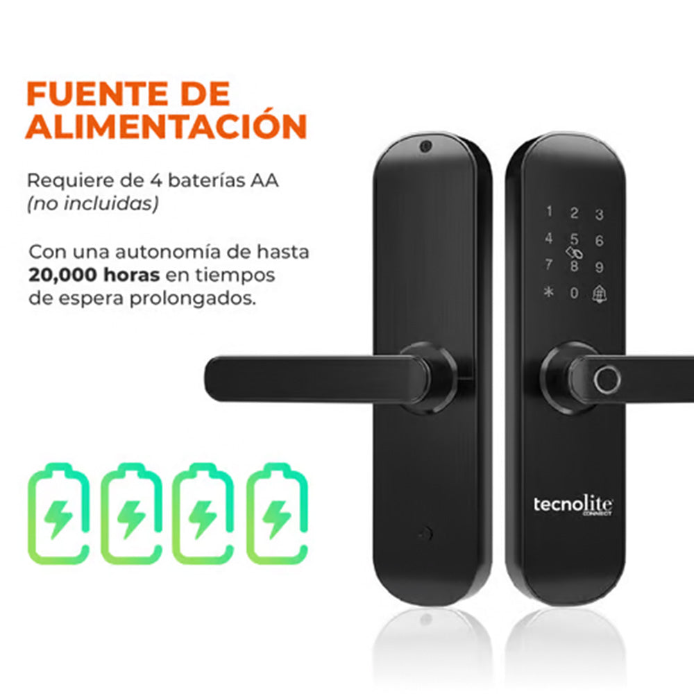 Cerradura Digital Inteligente WiFi con Timbre, 5 Métodos de Apertura, Apertura Ajustable, IP43, Compatible con App móvil