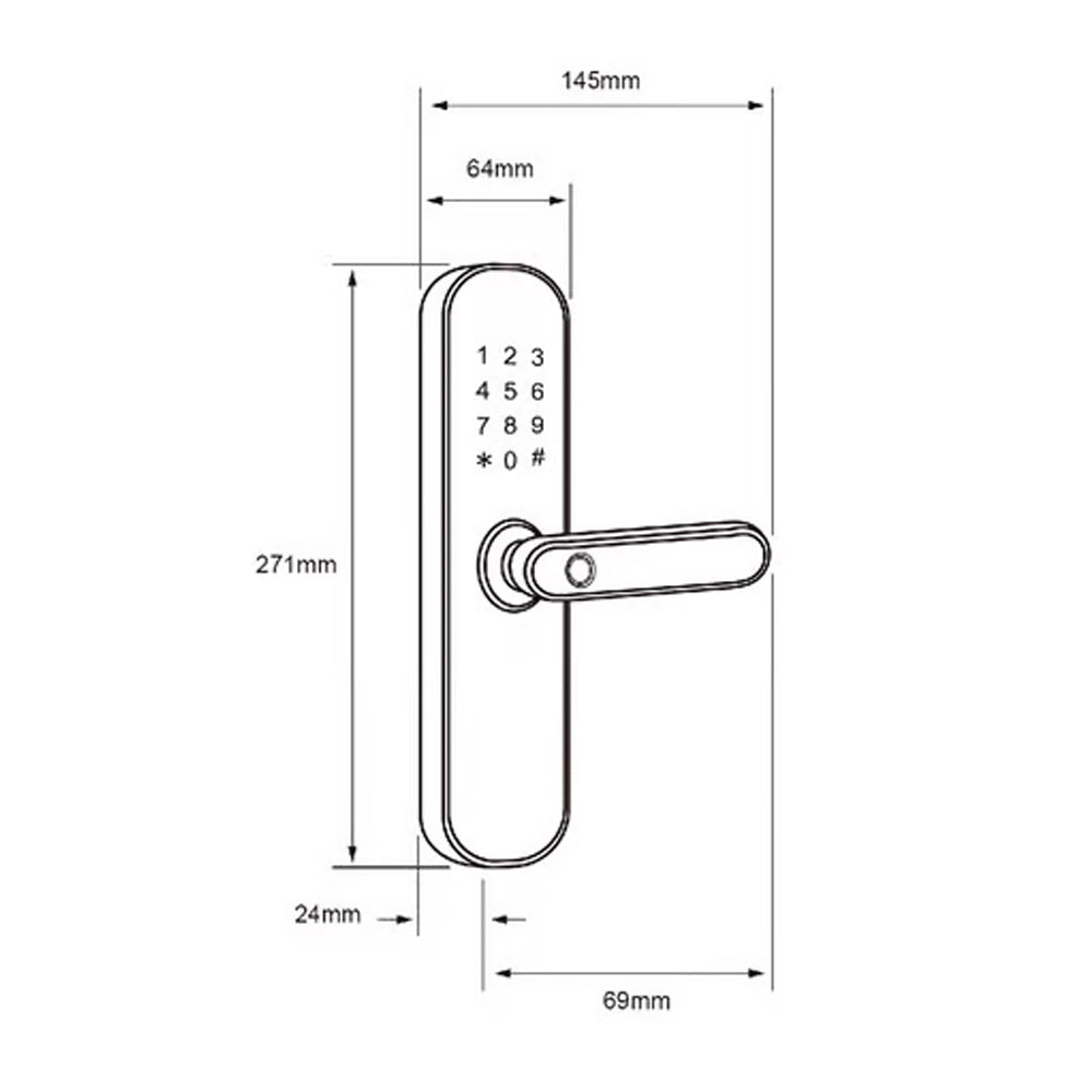 Cerradura Digital Inteligente WiFi con Timbre, 5 Métodos de Apertura, Apertura Ajustable, IP43, Compatible con App móvil