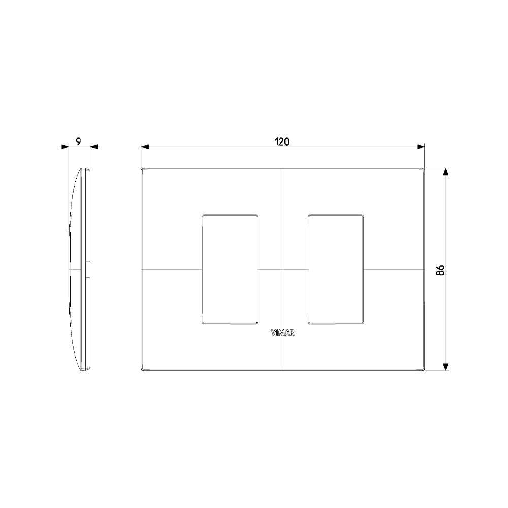 Placa 2M laterales tecno blanco